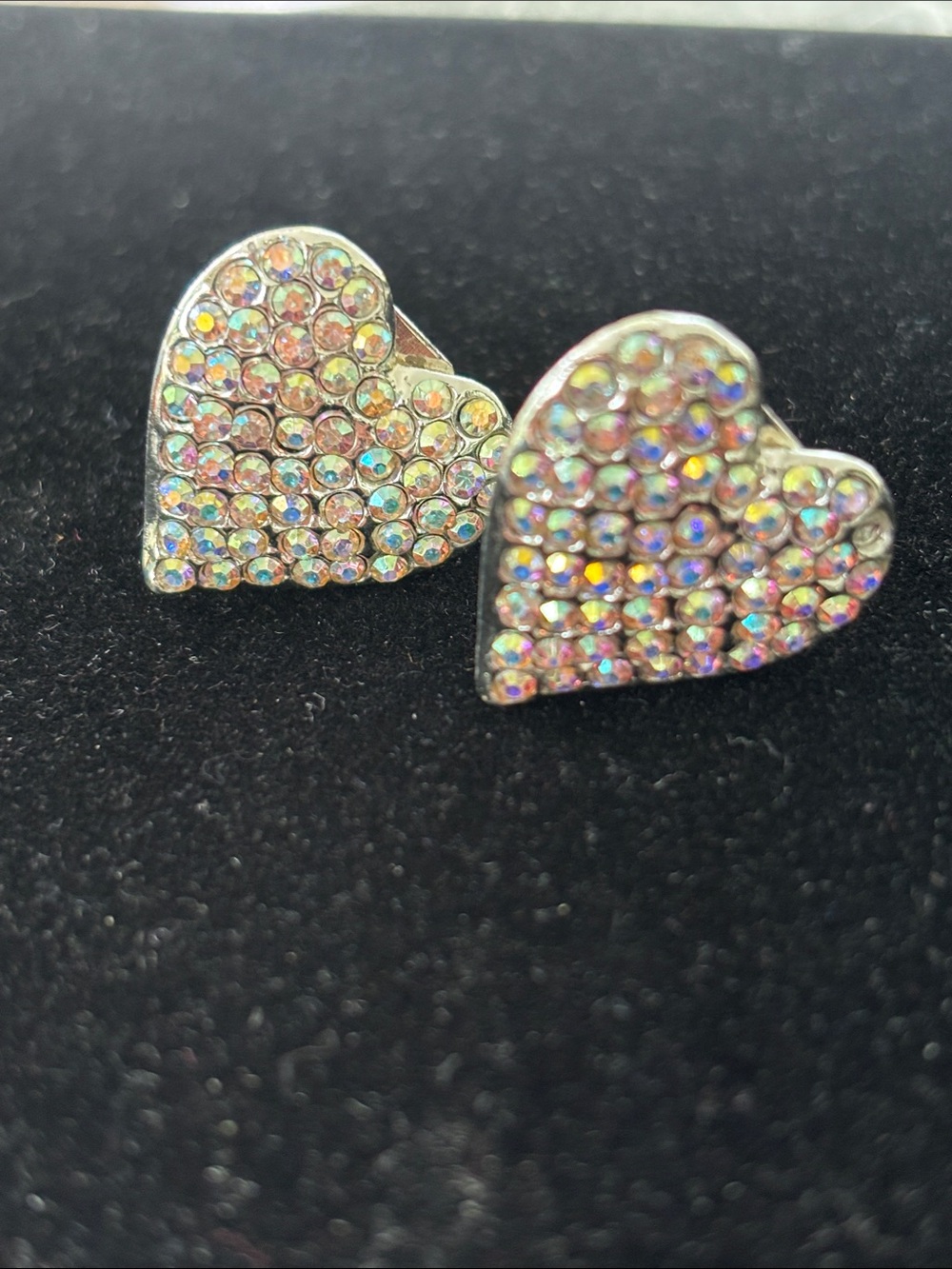 Heart-Shaped AB Clip-on Earrings